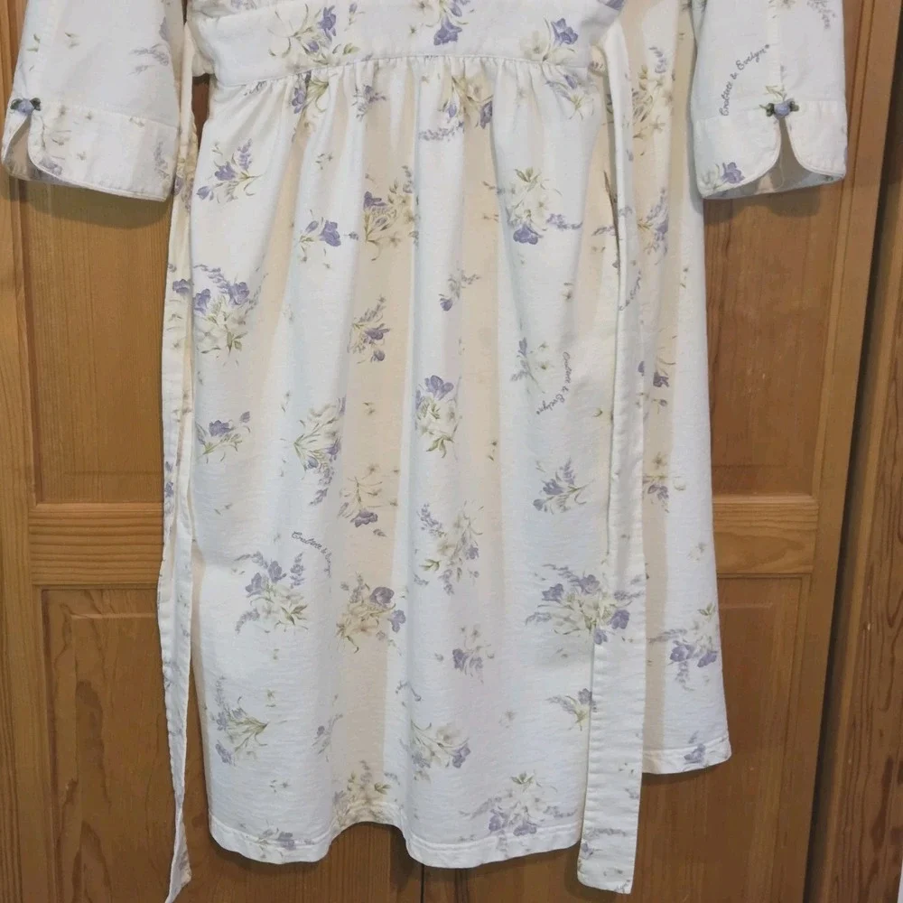 Vintage 1990s Crabtree & Evelyn Freesia Botanical Floral Cotton Robe  Sz S